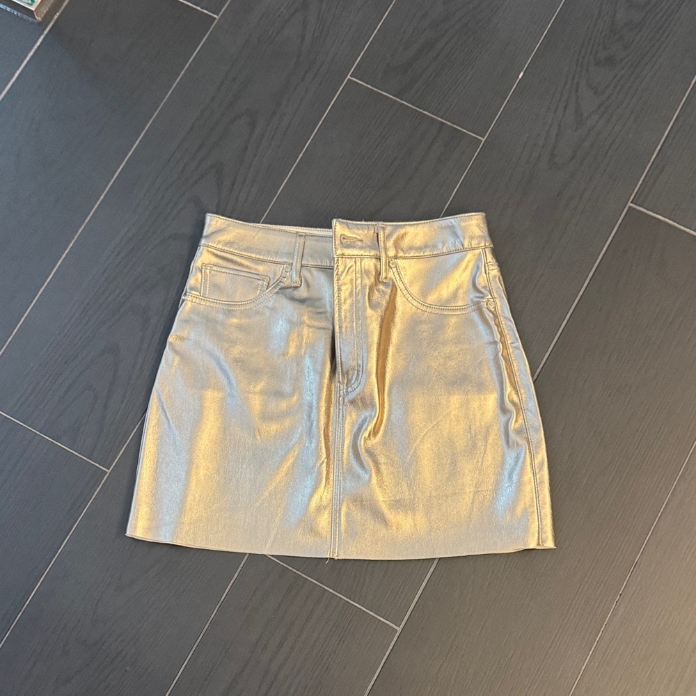 Express Metallic Gold Mini Skirt